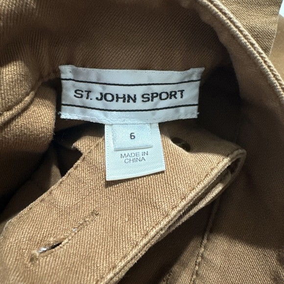 St John Sport Pants Womens Sz 6 Flat Front Pockets Brown‎ By Marie Gray Zip - Picture 5 of 6